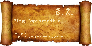 Birg Kapisztrán névjegykártya